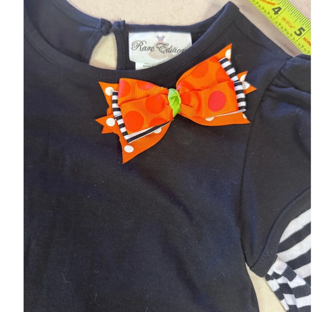 Rare Editions Girls Halloween Tutu Dress Black Orange Striped Sequin Size 6